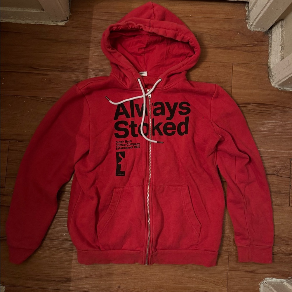 Red/orange Dutch bros zip up